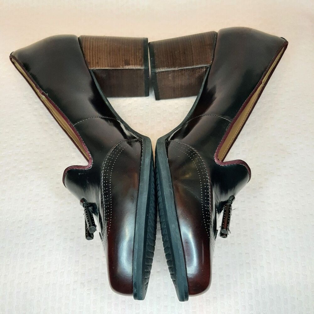 Clarks Artisan Pumps Black Red Women Size 9 Tarah Rosie Block Heel Shoes Tassel - Picture 5 of 7